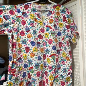Sugar skulls scrub top